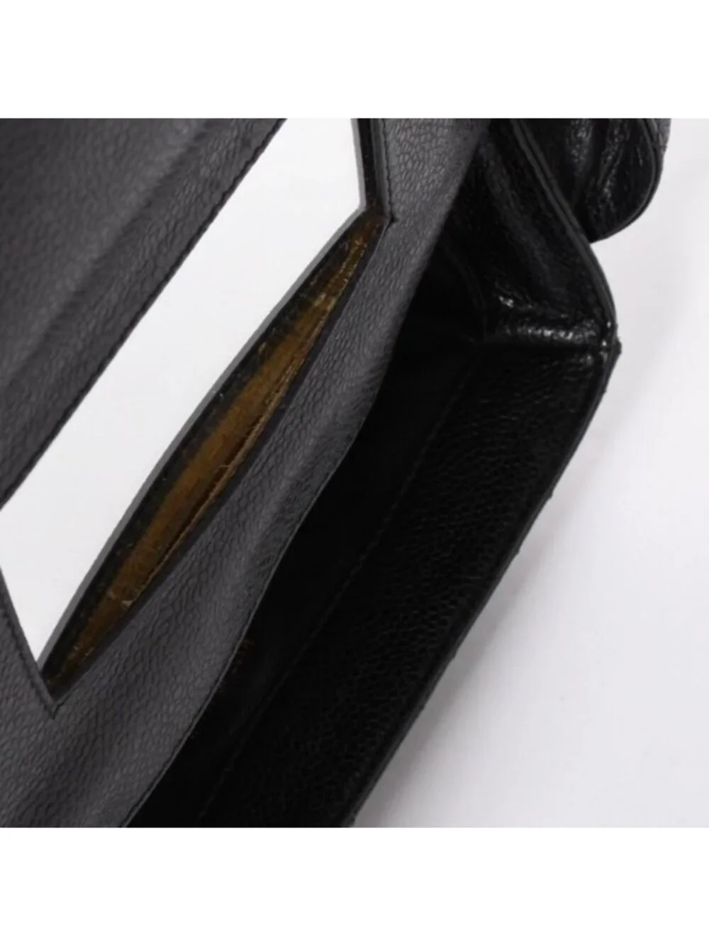 Chanel Shoulder Bag CC Logo Caviar Leather Black Quilted Gold